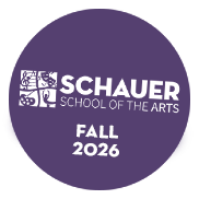 Schauer School of the Arts Fall 2026 circle graphic.